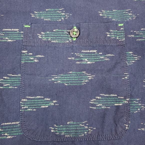 Carbon 2 Cobalt Men's Short Sleeve Button Up Shirt Blue Aztec Patterned Size L - Picture 5 of 10